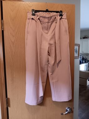 Womens Size Small Apt. 9 Blush Paperbag Waist Wide-Leg Pants with Tie
